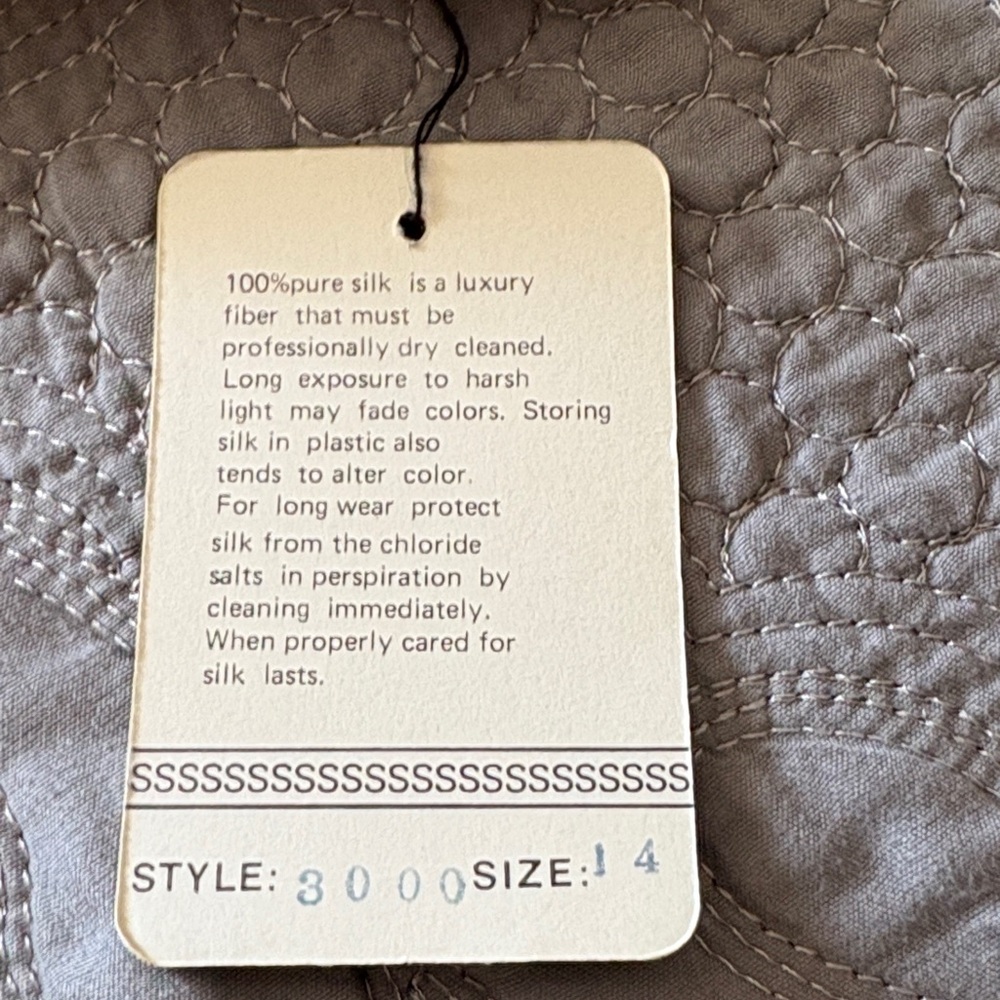 Vintage Pure Silk Champagne Blouse Art Deco Jacquard Button Front 14 Old Money - Picture 5 of 13